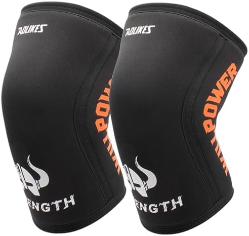Knee Compression Sleeves for Men Women Weightlifting Knee Sleeves, 7mm Neoprene Knee Brace for Men Women, Thick Compression Brace for Weightlifting Powerlifting Squatting Cross Fit Training (Black Fighter, Large)