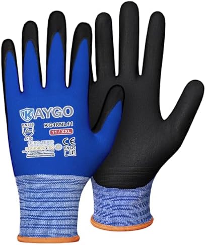 KAYGO Safety Work Gloves, MicroFoam Nitrile Coated, Men Women,KG18N