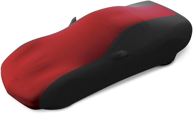 SR1 USA C4 Corvette Indoor Car Cover - Custom Fit Ultraguard Stretch Satin Sport Series - The Ultimate High End Fit for 1984-1996 C4, Z51, GS, ZR1 Convertible, Hardtop Corvettes (Dark Red/Black)
