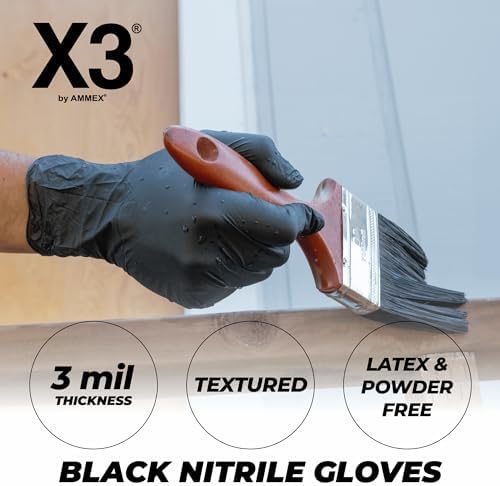 X3 Nitrile Disposable Gloves Latex Free 3 mil Black for Cooking Food Prep