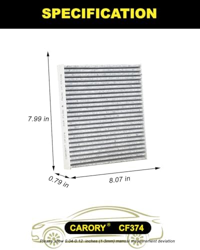 CARORY Cabin Air Filter w/Activated Carbon for Toyota Tacoma (2005-2023), Dodge Dart (2013-2016), Pontiac Vibe (2003-2008), OE# 87139-YZZ09, 88508-01010, CF10374, CF374