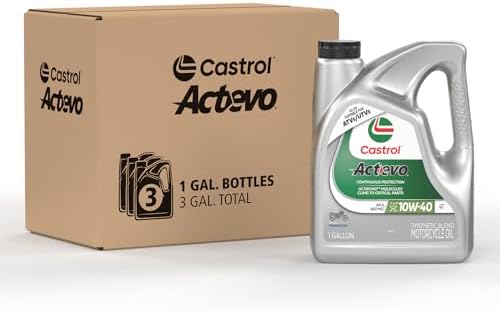 Castrol Actevo 10W-40 4T Synthetic Blend Motorcycle Oil, 1 Gallon, 3 Pack