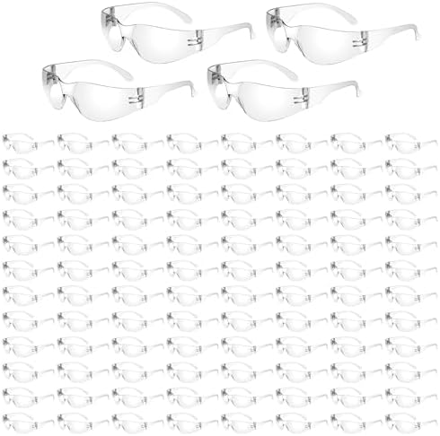 WFEANG 100 Pack Clear Safety Glasses for Men Women, ANSI Z87.1 Work Glasses