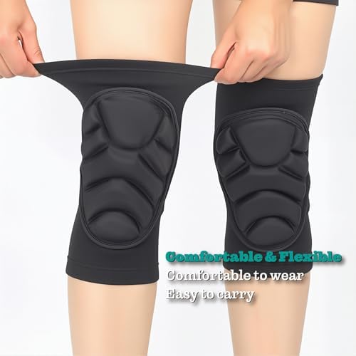 Thick EVA Foam Anti-Collision Knee Pads, Reinforced Elastic Cuff Non Slip Knee Sleeve for Volleyball Basketball Construction Gardening Work, Breathable Moisture Wicking Protective Kneepads for Men Women 2 Pack (S)