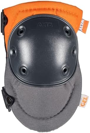 ALTA 50953.50 AltaPRO Gel Knee Protector Pad, Gray/Orange Cordura Nylon Fabric, AltaLOK Fastening, Hard Cap, Round, Gray
