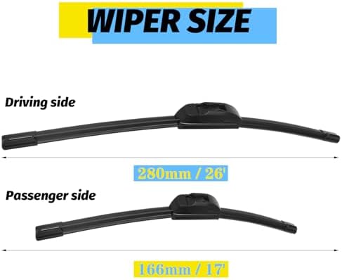 26"+17" Windshield Wiper Blade Replacement Kit for 2017-2020 CR-V / 2007-2016 CX-9/2015-2020 Outback - OEM Quality All Season Windshield Wiper U/J Hook (Set of 2)