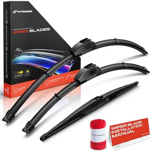 A-Premium 28"+20"+16" Windshield Wiper Blades with Wear Indicator & Towel