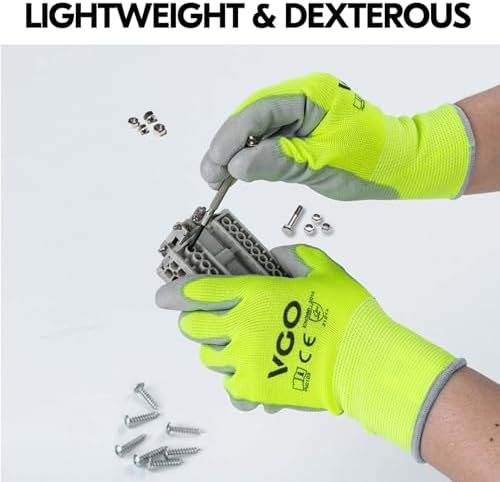 Vgo... 15Pairs PU Coated Safety Work Gloves,Gardening Gloves (PU2103,XL)