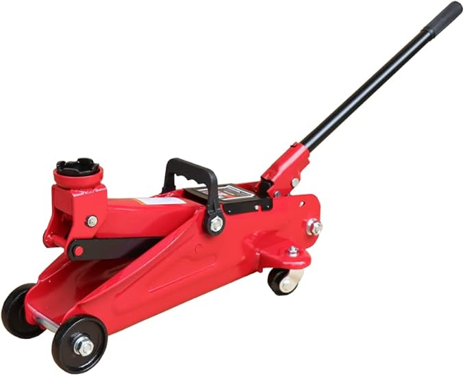K Tool International 63103A Hydraulic Service Jack, 5-1/8 to 13 Inch Lift Range, Heavy Duty Steel, Swivel Casters, Overload Protection, Smooth Positioning for Shop and Garage Use