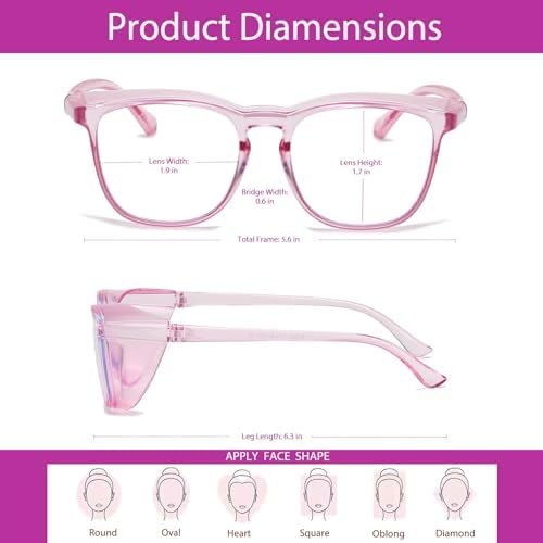 Feaglo Safety Glasses, Anti Fog Safety Goggles for Women Men, Blue Light Blocking Stylish Eye Protection Glasses Side Shield