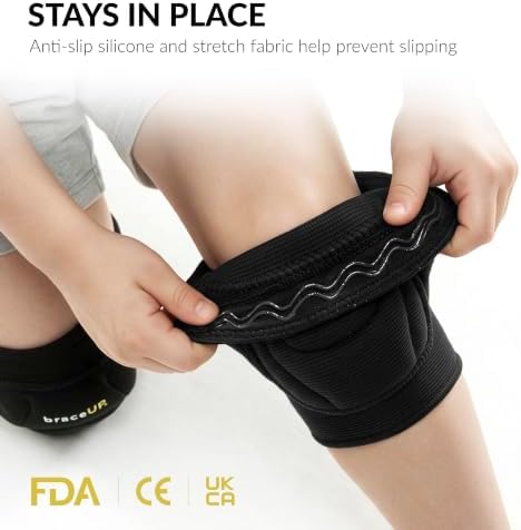 BraceUP Kids Volleyball Knee Pads – Thick EVA Padding, 2 Pack, XS