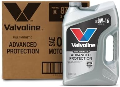 Valvoline Advanced Full Synthetic SAE 0W-16 Motor Oil 5 QT, Case of 3