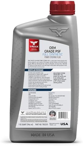 TRIAX OEM Grade PSF Power Steering Fluid, Synthetic, Universal, Arctic Grade -50 Cold Flow, Fits Most Asian, US, and European Cars, Full Synthetic with Esters, Widest Spec Application (1 Quart)