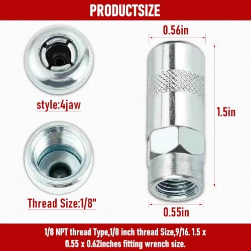 4P for Milwaukeie Grease Gun Coupler Tips 1/8" NPT work pressure:10,000 PSI
