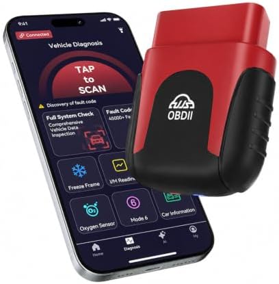 Rocco OBD2 Scanner Bluetooth for iPhone & Android, No Subscription(Red)
