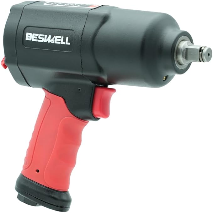BESWELL® 1/2-Inch Metal Housing Air Impact Wrench with Up to 1254 Foot-Pounds of Real Max Loosen Power-BW-112FN-A