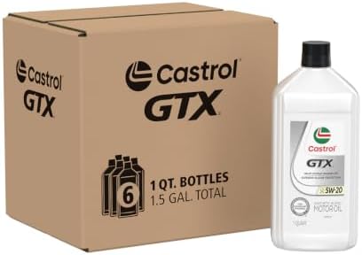 Castrol GTX 5W-20 Synthetic Blend Motor Oil, 1 Quart, Pack of 6