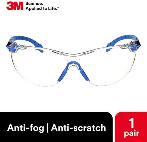 3M Safety Glasses, Solus 1000, Scotchgard Clear Lens, Blue/Black Frame