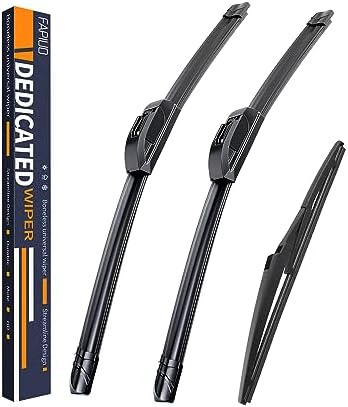 Replacement for Kia Sportage 2017-2022, Hyundai Santa Fe 2019-2023, Elantra GT 2018-2020 Silent Wipers - FAPIUO Front Windshield Wiper Blades 26"+16" Set (2 Pack) U/J Hook + Free Bonus Rear Wiper