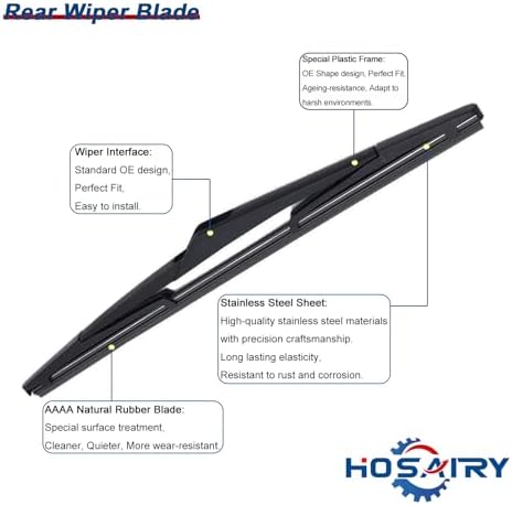 Rear Wiper Arm Blade Set for Ford Focus 2012-2018 hatchback SE ST RS, Rear Windshield Wiper Arm Blade Assembly CV6Z-17526-C