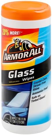Armor All Car Glass Wipes, Auto Glass Cleaner for Film and Grime, 30 Count (Pack of 2)