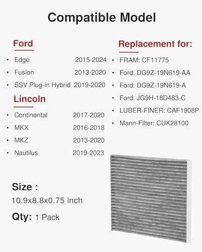 Puroma Cabin Air Filter Activated Carbon for CF11775 Ford Lincoln CAF1908P
