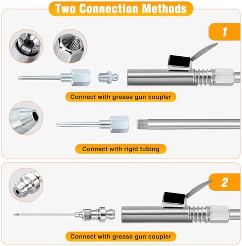 GOOACC 6 PCS Grease Gun Tips Kit 1 PC 1/8" NPT Threaded Grease Needle Tips & 5 PCS 18G Detachable Injector Needle Dispenser Grease Gun Fittings for Ball Joints Needle Air Nozzle Injecting Grease Tool