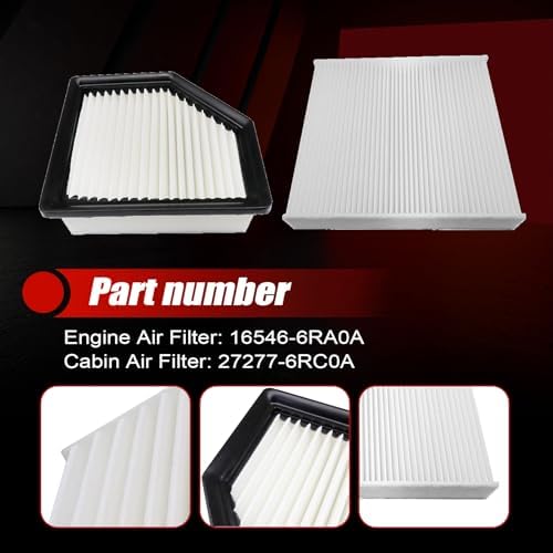 FZJDSD Engine Air Filter & Cabin Air Filter Combo Set Compatible with Nissan Rogue 2021 2022 2023 Replace 16546-6RA0A 27277-6RC0A 2-Pack Air Filter Set