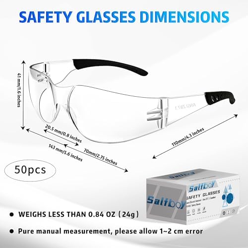 Salfboy Ansi Z87.1 Certified Safety Glasses, Bulk Protection Glasses