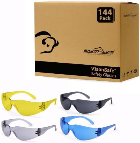 BISON LIFE Assorted Safety Glasses for Men & Women ANSI Z87.1, 144 Pack