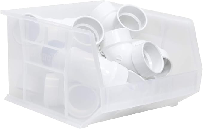 Akro-Mils 30270 AkroBins Plastic Storage Bins, Space-Saving Stackable Bins for Garage, Pantry, Craft Organization, 18" x 16" x 11", Clear, 3-Pack