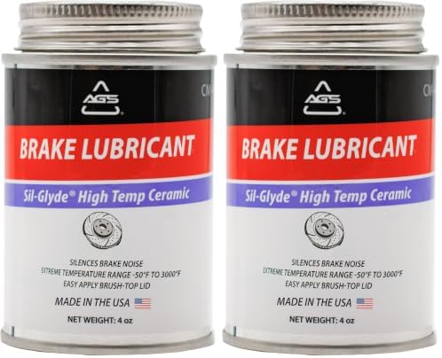 AGS Automotive Solutions Brush Top Can Ceramic-Glyde Silicone Brake Lubricant, 4oz, Compatible with Ceramic and Metallic Brake Pads, Noise Reduction Technology (Pack of 2)