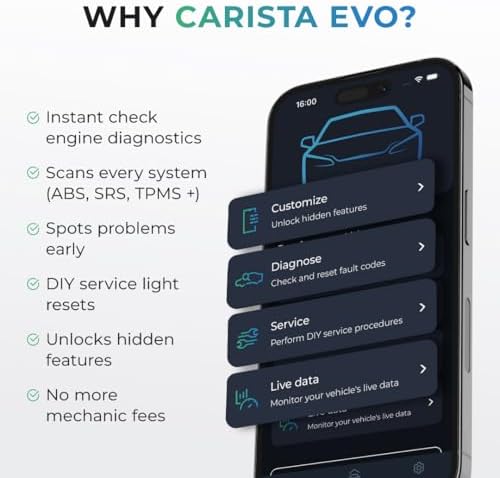 Carista EVO - Bluetooth OBD2 Scanner - Car Diagnostic Tool & Code Reader with Access to Diagnostics, Customizations, Service Tools & Live Data (Subscription Required)