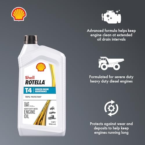 Shell Rotella T4 Triple Protection 15W-40 Diesel Engine Oil, 1 Quart (6 Pack)