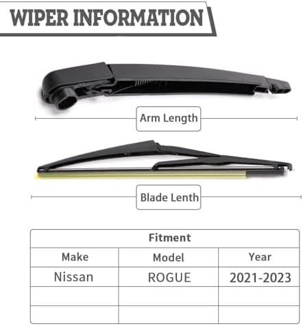 Rear Windshield Wiper Arm & Blade Assembly for Nissan Rogue 2021-2023