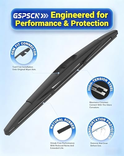 GSPSCN 12 Inch Rear Wiper Blade, OEM Quiet Streak-Free Rear Window Wiper