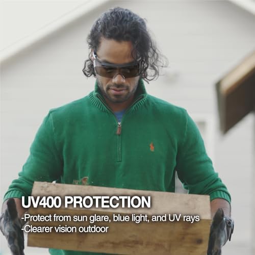 DEX FIT Safety Glasses SG210 Series - Anti-Fog & Scratch Resistant Z87.1 Certified, Adjustable Temples