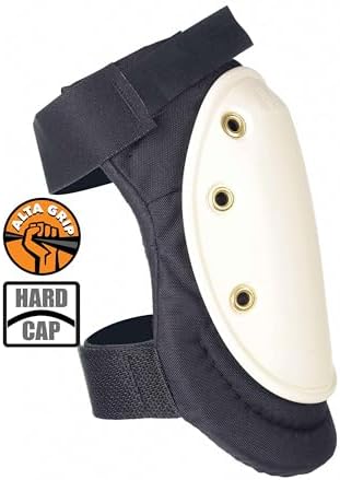 ALTA 50400 AltaFLEX Knee Protector Pad, Black Cordura Nylon Fabric, AltaGrip Fastening, Hard Cap, Long, White