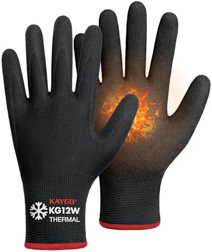 KAYGO Winter Work Gloves Men,Thermal Nitrile Coated,KG12W,3 Pairs