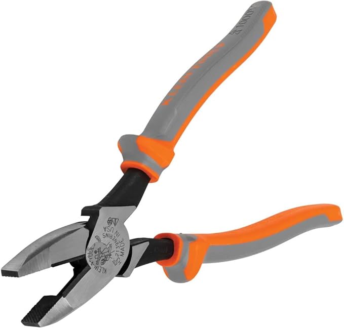 Klein Tools 2139NERINS 1000V Insulated Side Cutter Pliers, Made in USA, High Leverage Design, Induction Hardened Knives, 9-Inch