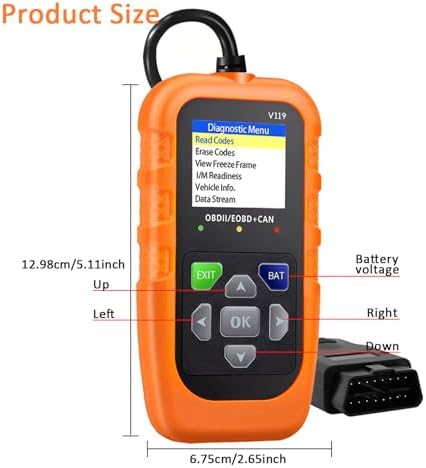V119 OBD2 Scanner Code Reader, Check Engine Light Diagnostic Tool, Car Voltage Tester for Vehicles Since 1996