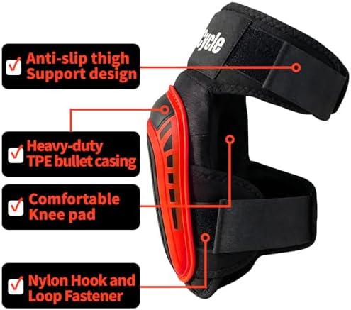 Professional Knee Pads for Work, Heavy Duty Comfortable Foam Gel Knee Pads with Strong Stretchable Straps for Construction, Flooring, Gardening and Cleaning (Red)