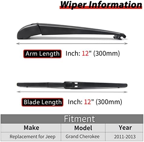Replacement for Jeep Grand Cherokee 2011 2012 2013 Vehicles - Rear Windshield Back Wiper Arm Blade Set - OTUAYAUTO Factory OEM 68079868AA