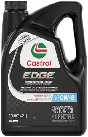 Castrol Edge Advanced Full Synthetic 0W-8 Motor Oil, 5 Quarts