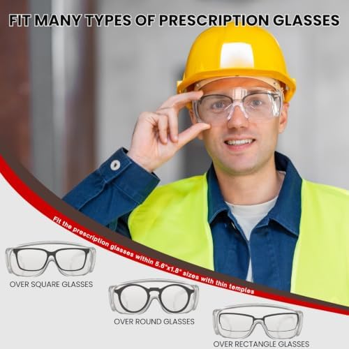 Anti-fog Safety Glasses over eyeglasses 24Pack, Scratch & Impact Resistance Lab Goggles, Ansi Z87.1 Safety Glasses for men&women, Clear Safety Glasses for Construction,Labs,Industrial