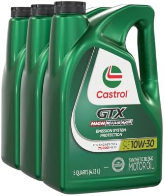 Castrol GTX High Mileage 10W-30 Synthetic Blend Motor Oil, 5 Qt, Pack of 3