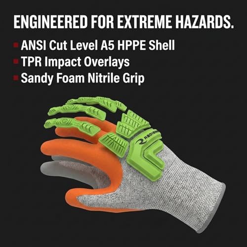 Radians RWG603 Cut Protection Sandy Foam Nitrile Coated Glove, Cut Protection Level A5