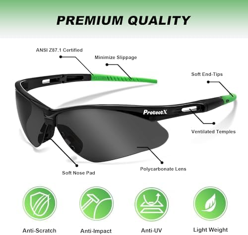 ProtectX Safety Glasses for Men & Women, Safety Sunglasses