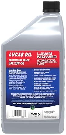 Lucas Oil 11300 Hydrostatic Lawn Mower Transmission Fluid | Heavy Duty Synthetic Blend SAE 20W-50-1 Quart (Pack of 6)