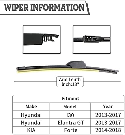 (Pack of 2) Rear Wiper Blade Replacement for Hyundai Elantra GT I30 2013-2017,Jaguar F-PACE 2017-2022,Alfa Romeo Stelvio,E-PACE 2018-2023,Forte 2014-2018 Hatchback,Back Windshield Window Accessories